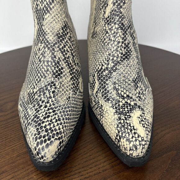 Matisse Avery Ankle Boots Women's 8.5M Beige Snakeskin Print Leather Pointed Toe - Picture 3 of 16